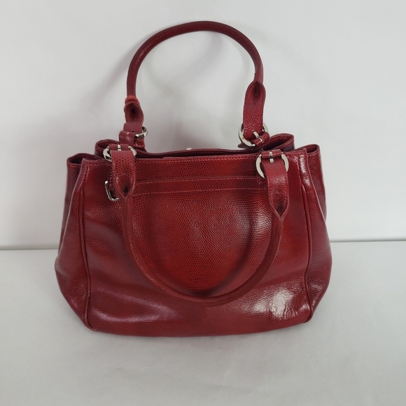 Vintage Muska Made In Italy red pebbled leather hobo satchel turn lock - Picture 6 of 12